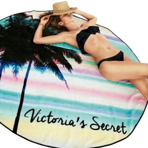 Victoria's Secret Round Beach Towel Palm Rainbow Beach Sunset
